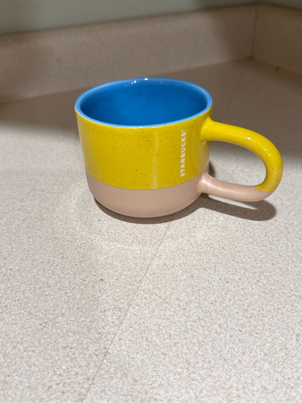 Starbucks Yellow, Blue & Pink Two-Tone Ceramic Mug